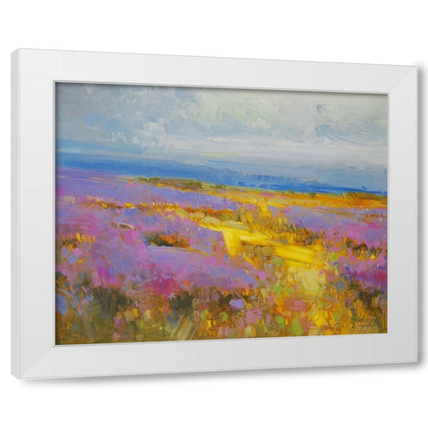 Field of Lavenders 2 White Modern Wood Framed Art Print by Yeremyan, Vahe