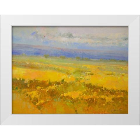 Field of Yellow Flowers White Modern Wood Framed Art Print by Yeremyan, Vahe