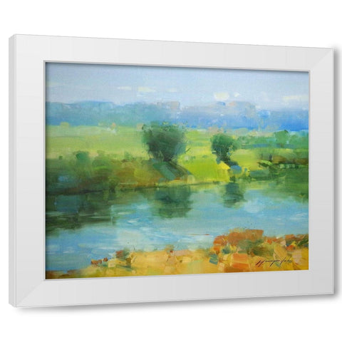 Summer Lake White Modern Wood Framed Art Print by Yeremyan, Vahe