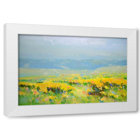 Yellow Valley White Modern Wood Framed Art Print by Yeremyan, Vahe