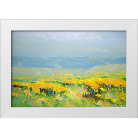 Yellow Valley White Modern Wood Framed Art Print by Yeremyan, Vahe
