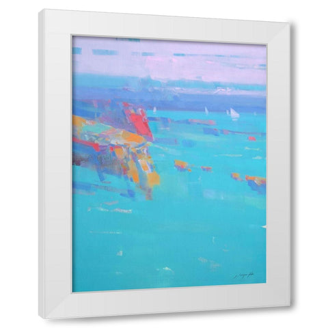 Turquoise Bay White Modern Wood Framed Art Print by Yeremyan, Vahe