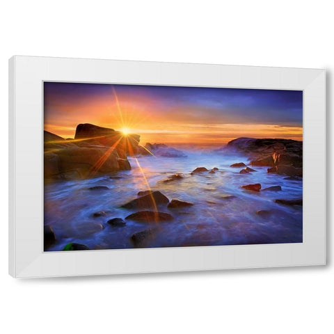 Biddeford Sunrise White Modern Wood Framed Art Print by Zephyr, Patrick