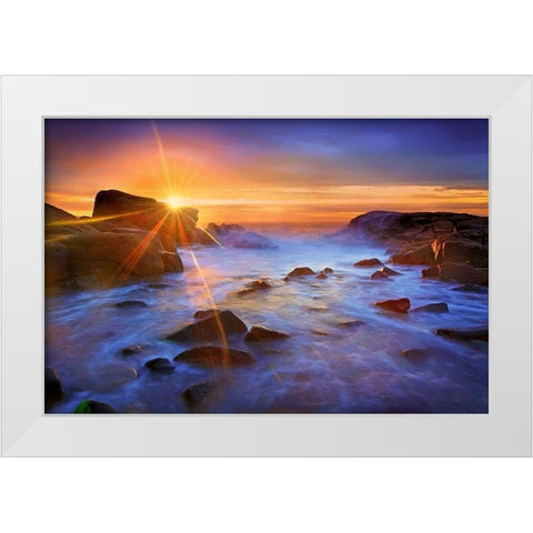 Biddeford Sunrise White Modern Wood Framed Art Print by Zephyr, Patrick