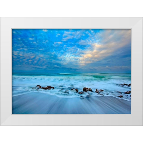 Ocean Surf White Modern Wood Framed Art Print by Zephyr, Patrick
