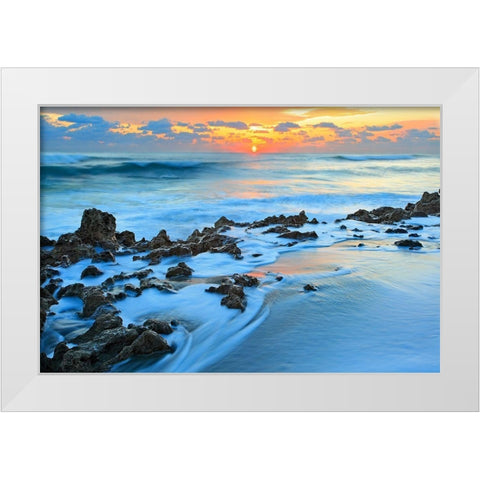 Painted Ocean White Modern Wood Framed Art Print by Zephyr, Patrick