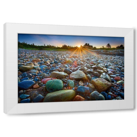 Schoodic Rocks White Modern Wood Framed Art Print by Zephyr, Patrick