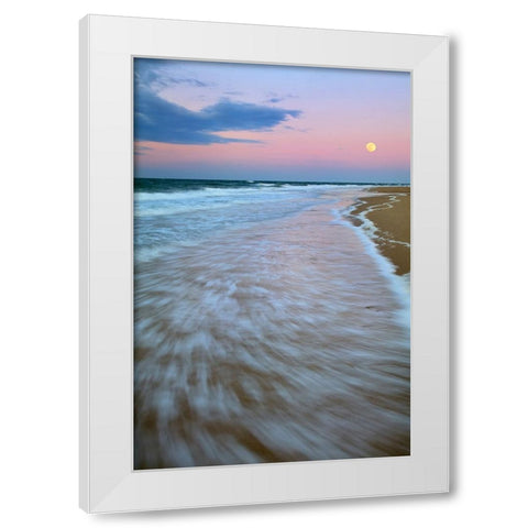 Cape Cod Moonset White Modern Wood Framed Art Print by Zephyr, Patrick