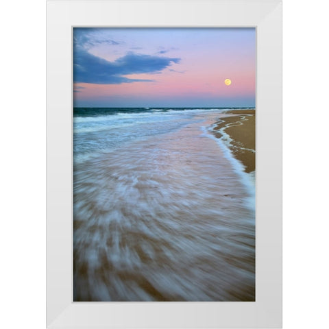 Cape Cod Moonset White Modern Wood Framed Art Print by Zephyr, Patrick