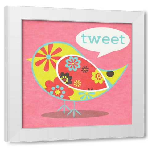 Bird Floral Pattern I White Modern Wood Framed Art Print by SD Graphics Studio