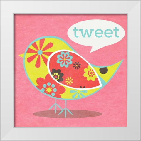 Bird Floral Pattern I White Modern Wood Framed Art Print by SD Graphics Studio