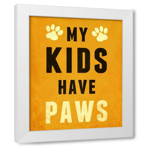 Paw Kids I White Modern Wood Framed Art Print by SD Graphics Studio