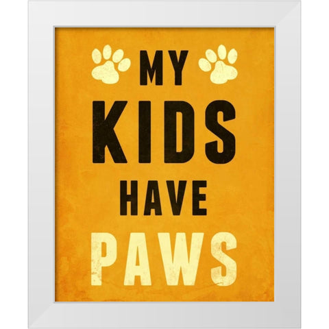Paw Kids I White Modern Wood Framed Art Print by SD Graphics Studio