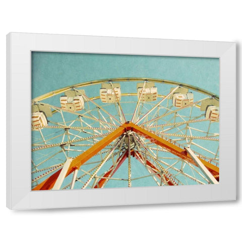 Red Ferris Wheel White Modern Wood Framed Art Print by Peck, Gail