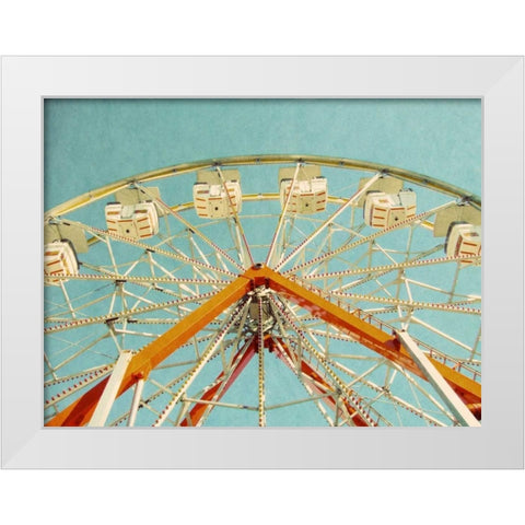 Red Ferris Wheel White Modern Wood Framed Art Print by Peck, Gail