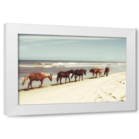 Horses on the Beach White Modern Wood Framed Art Print by Mansfield, Kathy