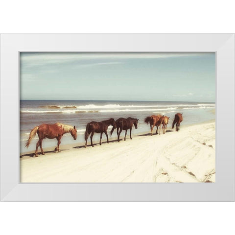 Horses on the Beach White Modern Wood Framed Art Print by Mansfield, Kathy