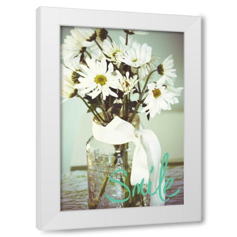 Smile Flowers White Modern Wood Framed Art Print by Peck, Gail