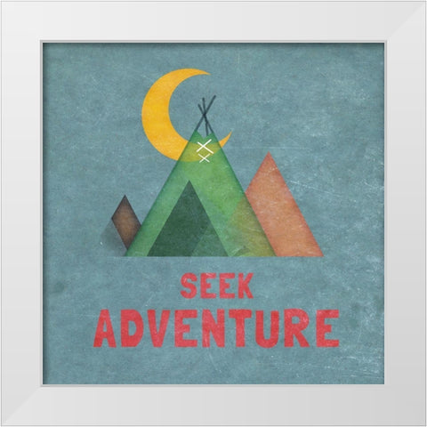 Seek Adventure White Modern Wood Framed Art Print by SD Graphics Studio