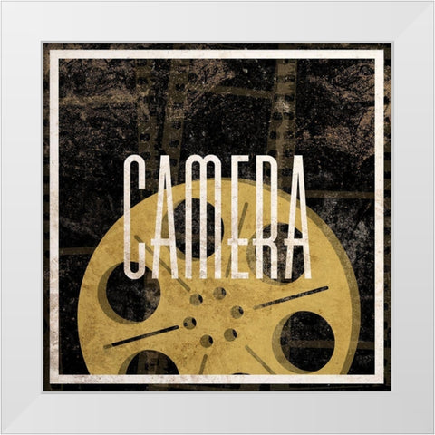 Lights Camera Action II White Modern Wood Framed Art Print by SD Graphics Studio