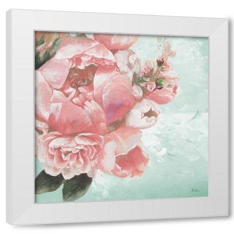 Pink Peonies I White Modern Wood Framed Art Print by Pinto, Patricia