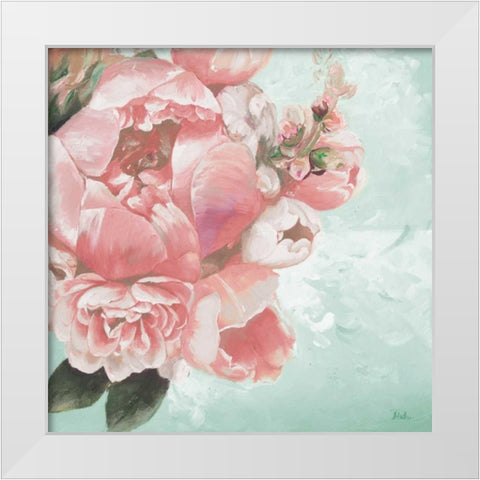 Pink Peonies I White Modern Wood Framed Art Print by Pinto, Patricia