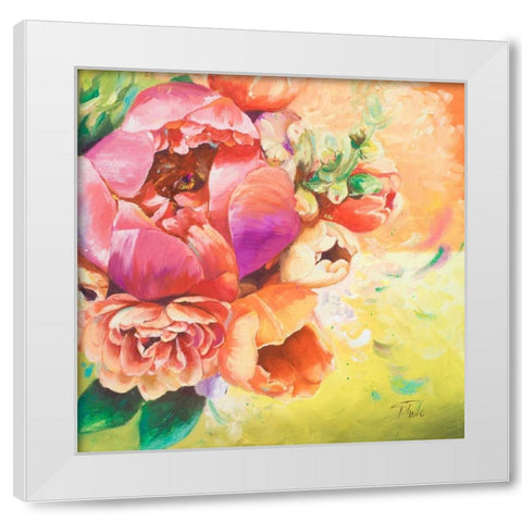 Beautiful Bouquet of Peonies I White Modern Wood Framed Art Print by Pinto, Patricia
