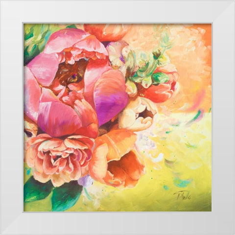 Beautiful Bouquet of Peonies I White Modern Wood Framed Art Print by Pinto, Patricia