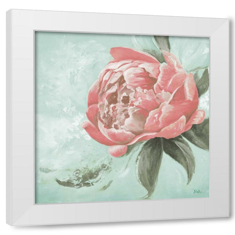 Pink Peonies II White Modern Wood Framed Art Print by Pinto, Patricia