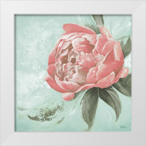 Pink Peonies II White Modern Wood Framed Art Print by Pinto, Patricia
