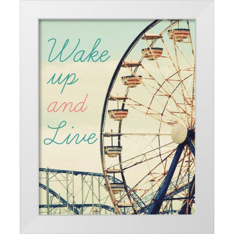 Retro Ferris With Type I White Modern Wood Framed Art Print by Peck, Gail