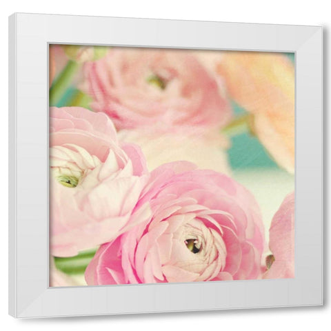 Blushing Blossoms Square I White Modern Wood Framed Art Print by Gardner, Sarah