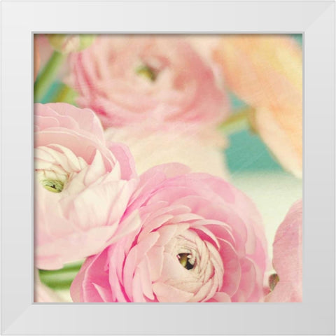 Blushing Blossoms Square I White Modern Wood Framed Art Print by Gardner, Sarah