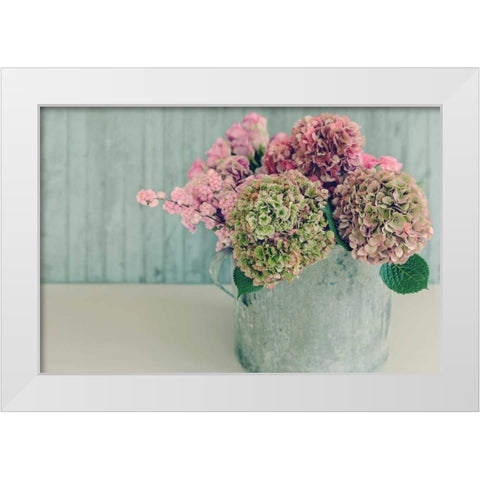 Blossoming Water Can White Modern Wood Framed Art Print by Gardner, Sarah