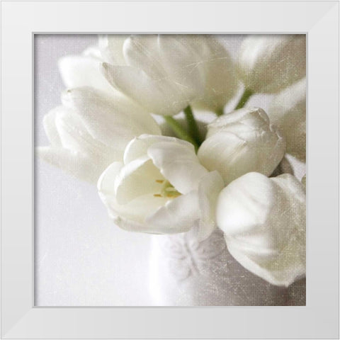 Vanishing in the White Elegance Square White Modern Wood Framed Art Print by Gardner, Sarah