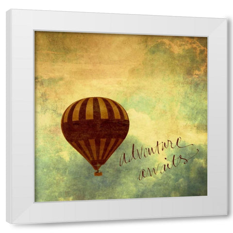 Adventure Awaits White Modern Wood Framed Art Print by Peck, Gail