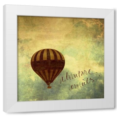 Adventure Awaits Border White Modern Wood Framed Art Print by Peck, Gail