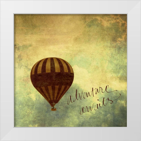 Adventure Awaits Border White Modern Wood Framed Art Print by Peck, Gail