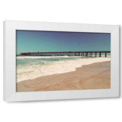 Beach Pier White Modern Wood Framed Art Print by Peck, Gail