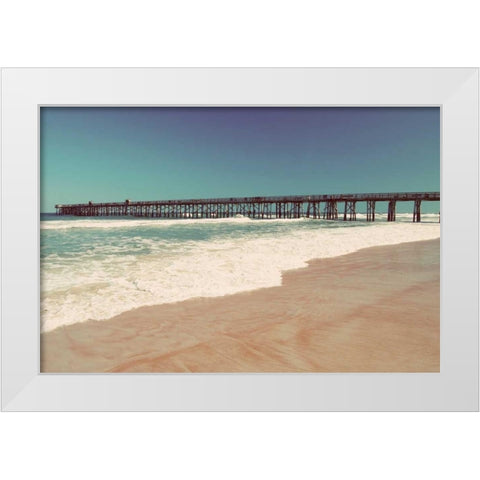 Beach Pier White Modern Wood Framed Art Print by Peck, Gail