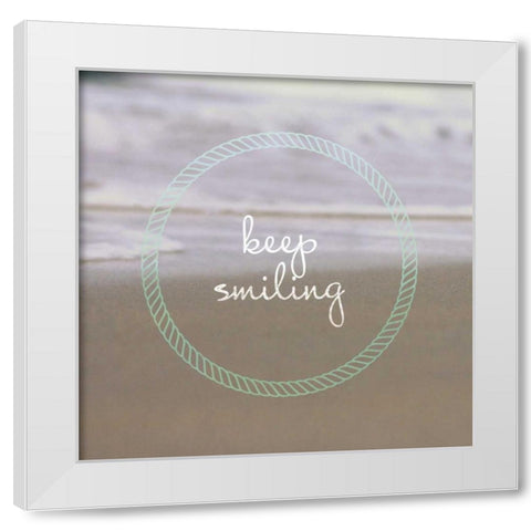 Keep Smiling White Modern Wood Framed Art Print by Saghini, Lisa Hill