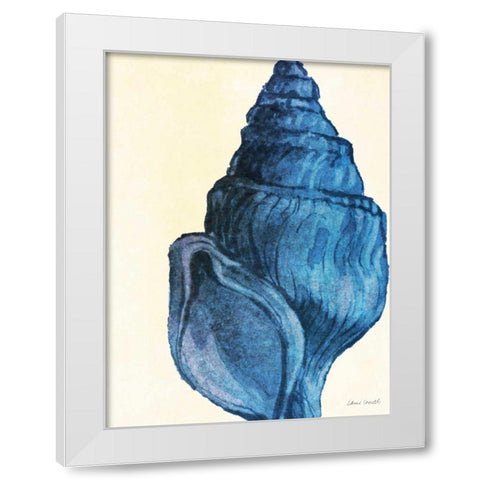 Blue Shell IV White Modern Wood Framed Art Print by Loreth, Lanie