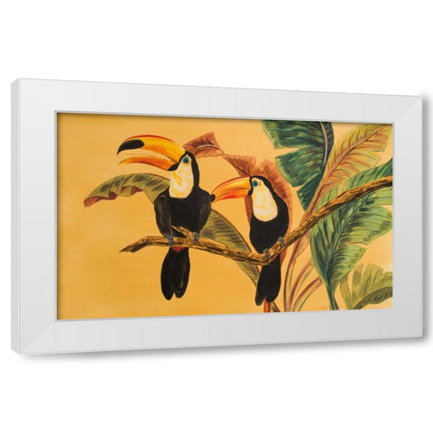Toucans I White Modern Wood Framed Art Print by Baliko, Linda