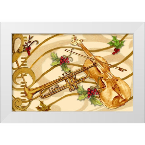 Christmas Music I White Modern Wood Framed Art Print by Gaynor, Janice