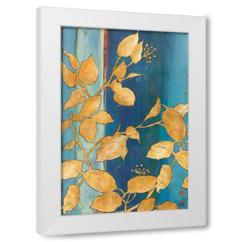 Golden Blue White Modern Wood Framed Art Print by Pinto, Patricia