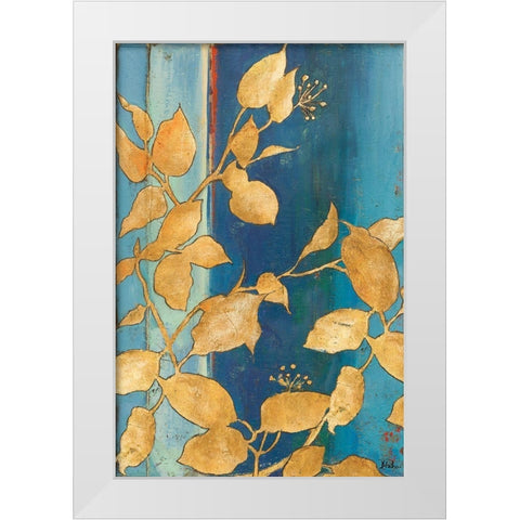 Golden Blue White Modern Wood Framed Art Print by Pinto, Patricia