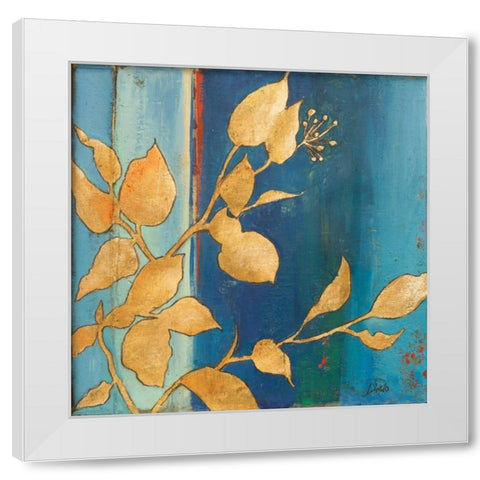 Golden Blue I White Modern Wood Framed Art Print by Pinto, Patricia