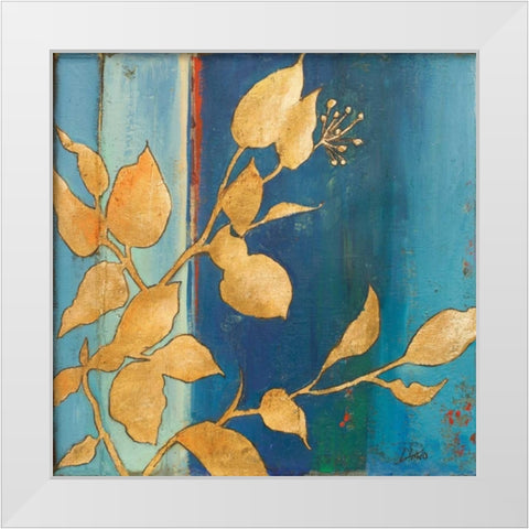 Golden Blue I White Modern Wood Framed Art Print by Pinto, Patricia
