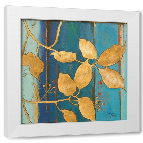 Golden Blue II White Modern Wood Framed Art Print by Pinto, Patricia