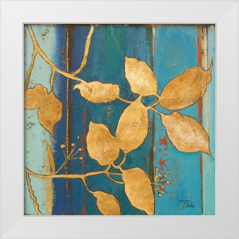 Golden Blue II White Modern Wood Framed Art Print by Pinto, Patricia